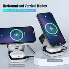 Portable Magnetic Suction Wireless Charger Holder Applicable to iPhone 15 14 13 Pro Mini Foldable Fast Charging Base Station Applicable to Apple Watch SE 8 7 Pro 3 2